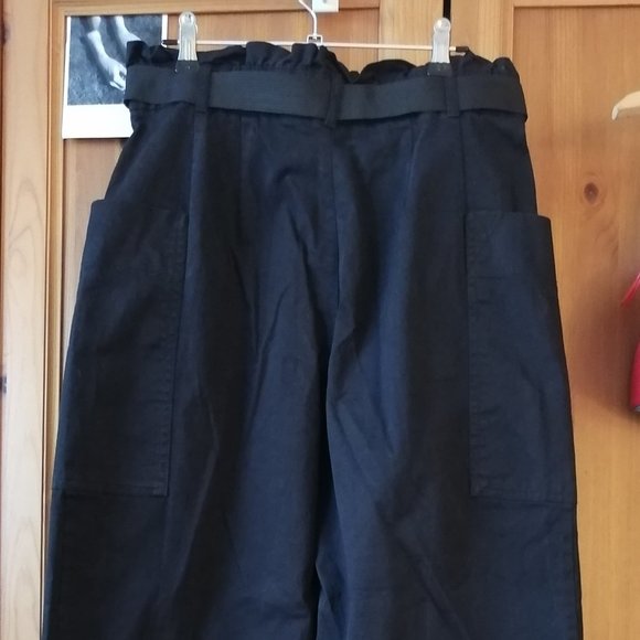 H&M Black high rise belted pants sz 30 sz L - Picture 5 of 8